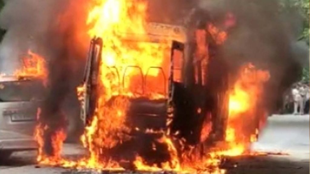Bus On Fire accident